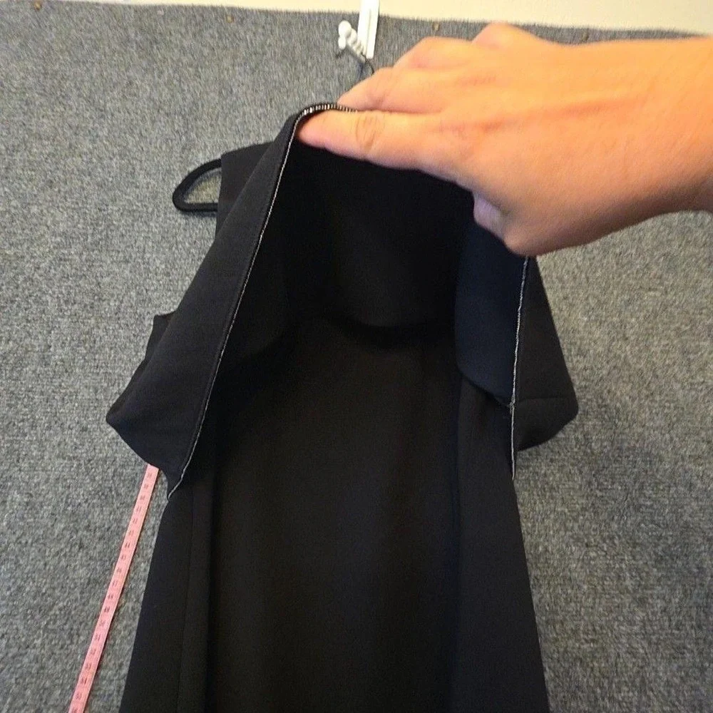 Elie Tahari Dress Womens Medium Black Layered Sheath Knee Length Sculpted
